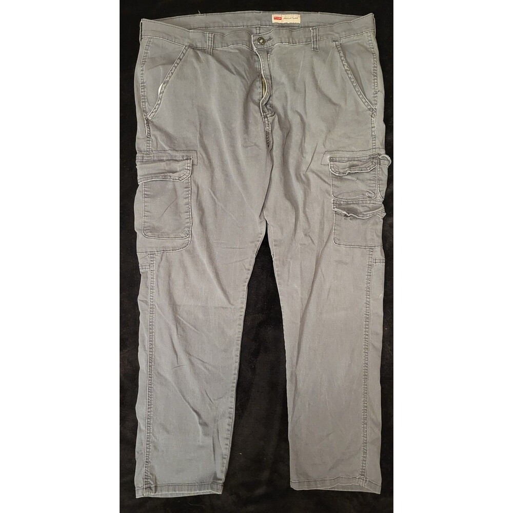 Wrangler Cargo Pants Mens 38x30 Gray Regular Tapered Jeans Pockets